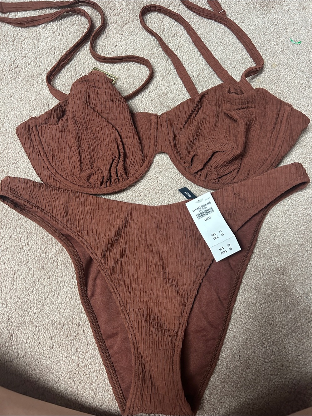 Abercrombie & Fitch Textured Rust Brown Bikini Set